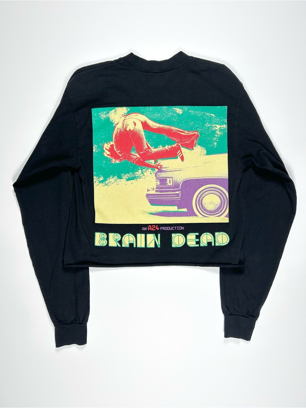 Brain Dead‎ A24 Stunt Crew Long Sleeve T Shirt Tee Sz Small Cropped Black Skate